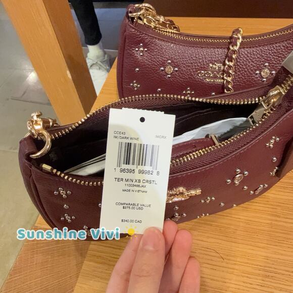 NWT Coach Teri Mini Crossbody Bag With Crystals CCE43 Dark Wine Leather Gift 🎁 - Picture 7 of 7